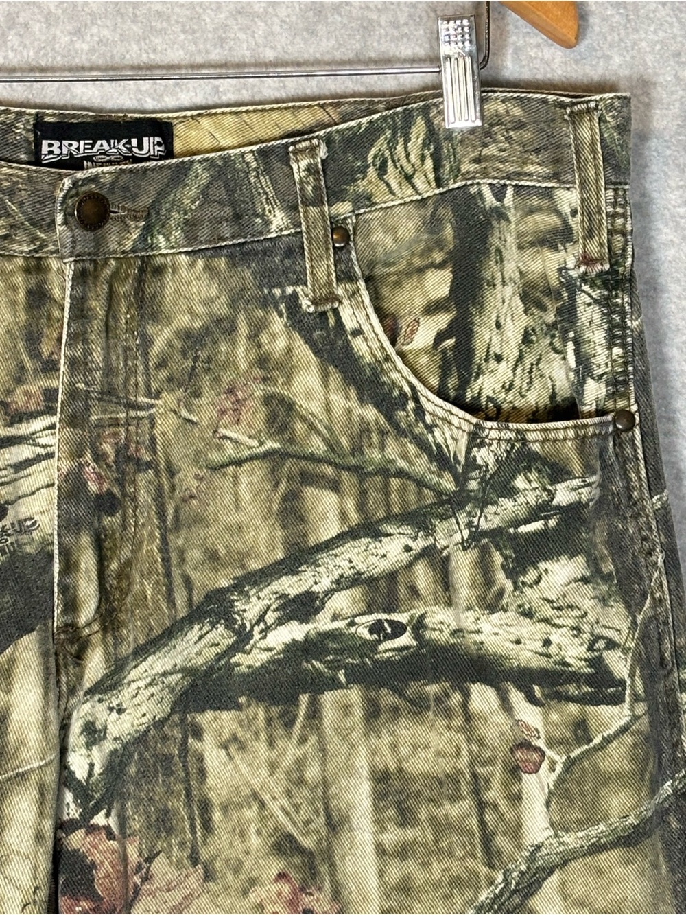 Mossy Oak Break-Up Infinity Camouflage Jeans Pants-Green/Brown-Men Size 36/32